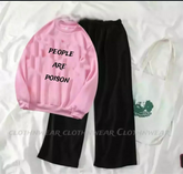 Pink and black (people are poison ) print Winter (track suit)